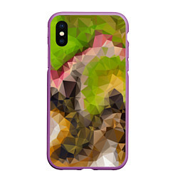 Чехол iPhone XS Max матовый Green brown pattern