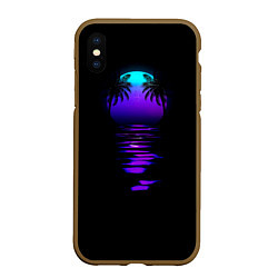 Чехол iPhone XS Max матовый Луна SynthWave, цвет: 3D-коричневый