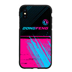 Чехол iPhone XS Max матовый Dongfeng - neon gradient: символ сверху, цвет: 3D-черный