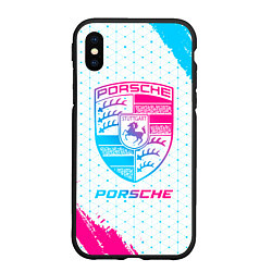 Чехол iPhone XS Max матовый Porsche neon gradient style