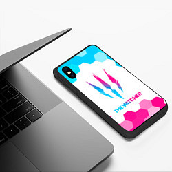 Чехол iPhone XS Max матовый The Witcher neon gradient style, цвет: 3D-черный — фото 2
