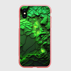 Чехол iPhone XS Max матовый Объемная зеленая текстура