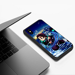 Чехол iPhone XS Max матовый Танджиро Камадо Клинок, рассекающий демонов, цвет: 3D-черный — фото 2