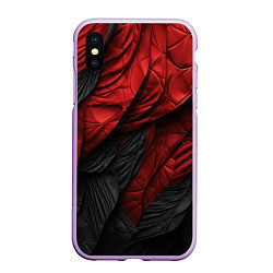 Чехол iPhone XS Max матовый Red black texture, цвет: 3D-сиреневый