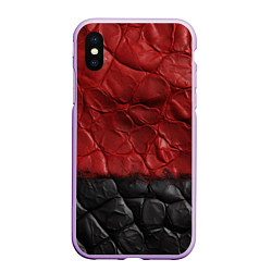 Чехол iPhone XS Max матовый Черная красная текстура, цвет: 3D-сиреневый