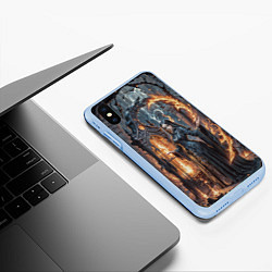 Чехол iPhone XS Max матовый Готическая ведьма и огонь в подземелье, цвет: 3D-голубой — фото 2