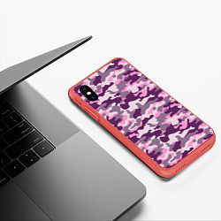 Чехол iPhone XS Max матовый Модный камуфляж - милитари, цвет: 3D-красный — фото 2