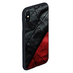 Чехол iPhone XS Max матовый Черно - красная кожа, цвет: 3D-черный — фото 2