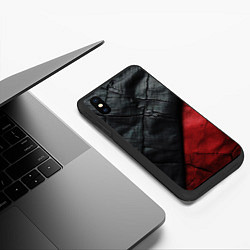 Чехол iPhone XS Max матовый Черно - красная кожа, цвет: 3D-черный — фото 2