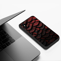 Чехол iPhone XS Max матовый Объемная текстура из темных плит, цвет: 3D-черный — фото 2