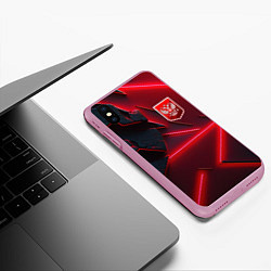 Чехол iPhone XS Max матовый Красный герб РФ, цвет: 3D-розовый — фото 2