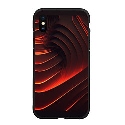 Чехол iPhone XS Max матовый Красные абстрактные волны