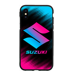 Чехол iPhone XS Max матовый Suzuki - neon gradient, цвет: 3D-черный