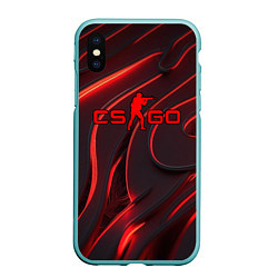 Чехол iPhone XS Max матовый CSGO red abstract