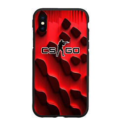 Чехол iPhone XS Max матовый CS GO black red abstract, цвет: 3D-черный