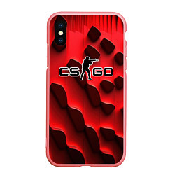 Чехол iPhone XS Max матовый CS GO black red abstract