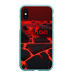 Чехол iPhone XS Max матовый CS GO red neon texture, цвет: 3D-мятный