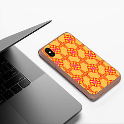 Чехол iPhone XS Max матовый Желто-оранжевый мотив, цвет: 3D-коричневый — фото 2