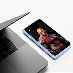 Чехол iPhone XS Max матовый Irezumi tattoo triad, цвет: 3D-голубой — фото 2