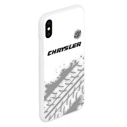 Чехол iPhone XS Max матовый Chrysler speed на светлом фоне со следами шин: сим, цвет: 3D-белый — фото 2