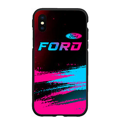 Чехол iPhone XS Max матовый Ford - neon gradient: символ сверху