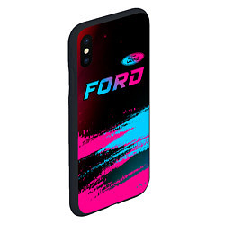Чехол iPhone XS Max матовый Ford - neon gradient: символ сверху, цвет: 3D-черный — фото 2