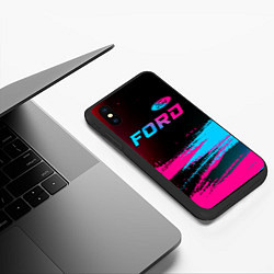 Чехол iPhone XS Max матовый Ford - neon gradient: символ сверху, цвет: 3D-черный — фото 2