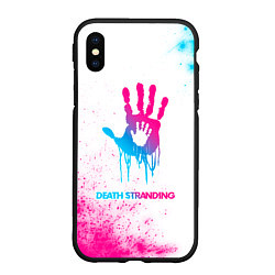 Чехол iPhone XS Max матовый Death Stranding neon gradient style, цвет: 3D-черный