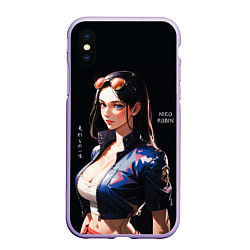 Чехол iPhone XS Max матовый Нико Робин с очками - One Piece, цвет: 3D-светло-сиреневый