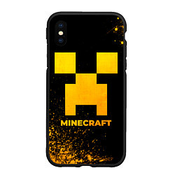 Чехол iPhone XS Max матовый Minecraft - gold gradient