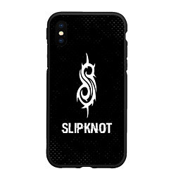 Чехол iPhone XS Max матовый Slipknot glitch на темном фоне