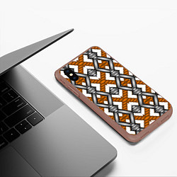 Чехол iPhone XS Max матовый Абстрактные решетки, цвет: 3D-коричневый — фото 2