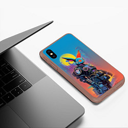 Чехол iPhone XS Max матовый Кибер-заяц - нейросеть, цвет: 3D-коричневый — фото 2