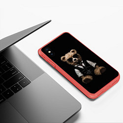 Чехол iPhone XS Max матовый Плюшевый мишка в очках, цвет: 3D-красный — фото 2