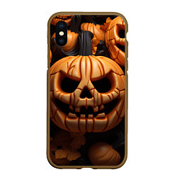 Чехол iPhone XS Max матовый Pumpkin Halloween, цвет: 3D-коричневый