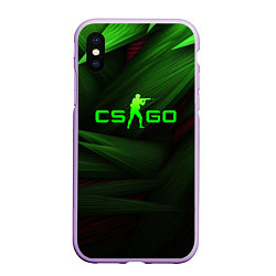 Чехол iPhone XS Max матовый CS GO green logo, цвет: 3D-сиреневый