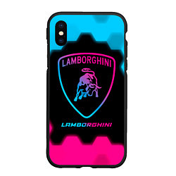 Чехол iPhone XS Max матовый Lamborghini - neon gradient