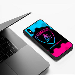 Чехол iPhone XS Max матовый Lamborghini - neon gradient, цвет: 3D-черный — фото 2