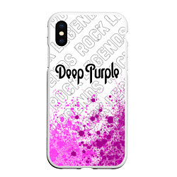 Чехол iPhone XS Max матовый Deep Purple rock legends: символ сверху, цвет: 3D-белый