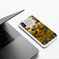 Чехол iPhone XS Max матовый Золотой орёл - славянский орнамент, цвет: 3D-белый — фото 2