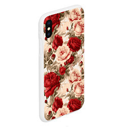 Чехол iPhone XS Max матовый Розы паттерн, цвет: 3D-белый — фото 2