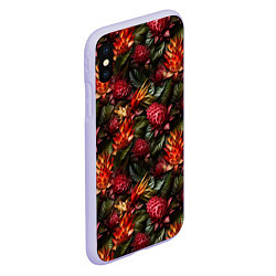 Чехол iPhone XS Max матовый Тропические цветы, цвет: 3D-светло-сиреневый — фото 2