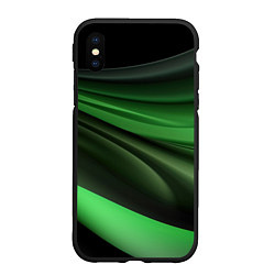 Чехол iPhone XS Max матовый Темная зеленая текстура, цвет: 3D-черный