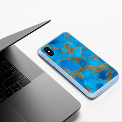 Чехол iPhone XS Max матовый Голубая яшма, цвет: 3D-голубой — фото 2