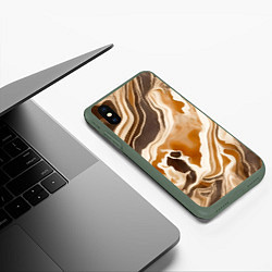 Чехол iPhone XS Max матовый Яшма серая, цвет: 3D-темно-зеленый — фото 2