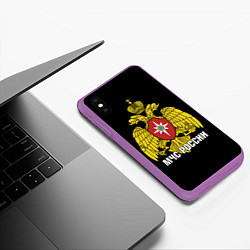 Чехол iPhone XS Max матовый МЧС России - герб, цвет: 3D-фиолетовый — фото 2