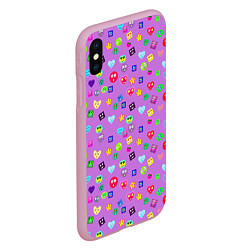 Чехол iPhone XS Max матовый Эмпатия - паттерн эмоджи, цвет: 3D-розовый — фото 2