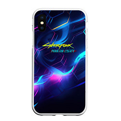 Чехол iPhone XS Max матовый Cyberpunk phantom logo neon