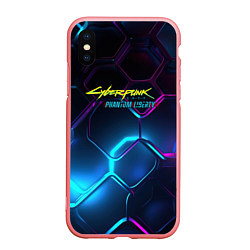 Чехол iPhone XS Max матовый Neon cyberpunk logo, цвет: 3D-баблгам