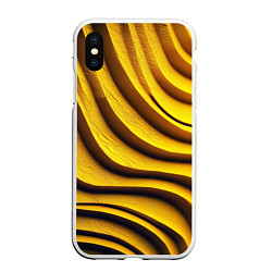 Чехол iPhone XS Max матовый Желтые абстрактные полосы, цвет: 3D-белый